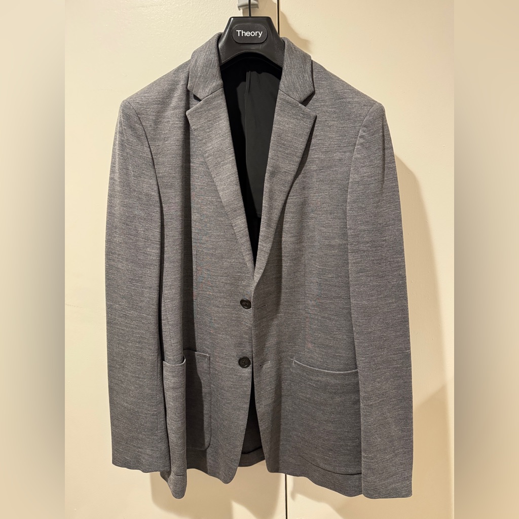 Theory Men's Clinton Wool Interlock Sport Coat, Dark Grey Melange, 40
